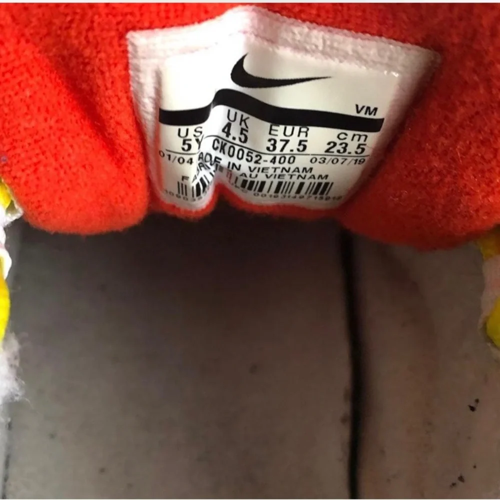 Nike Air Max 97 Shoes Youth Size 5Y White Blue Red Yellow GS Retro Running.